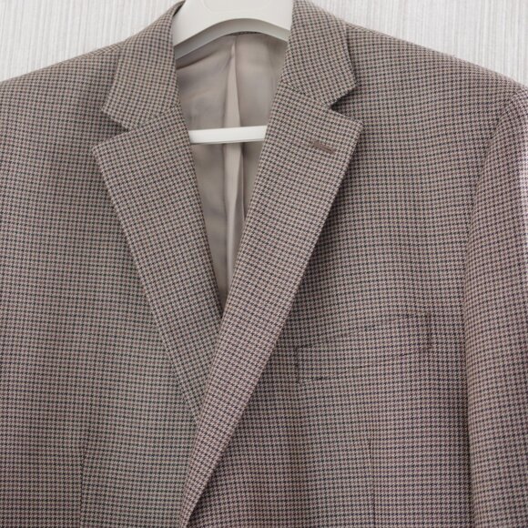 Lauren Ralph Lauren Brown Checked Wool Silk Men 2 Button Sport Coat Size 46R - Picture 4 of 7